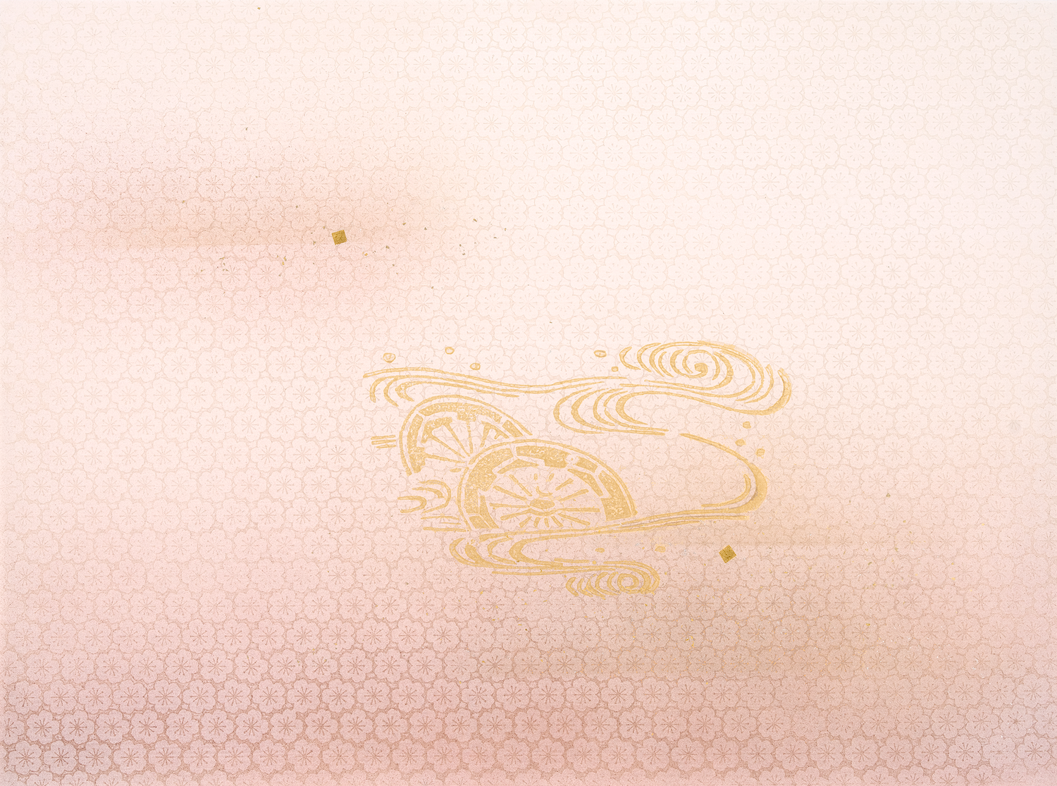 かな書道料紙 : No.155 全面桜小紋・水車　切箔入り（ピンク系）