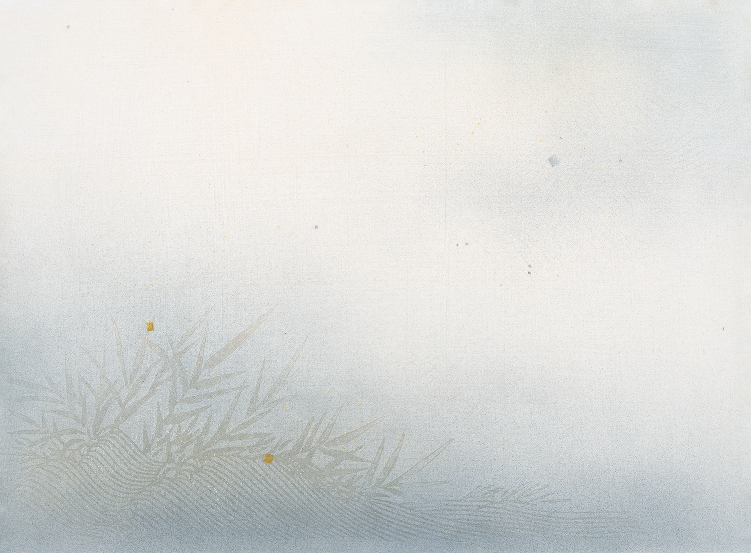 かな書道料紙 : No.156 波・葦　切箔入り（ブルー系）