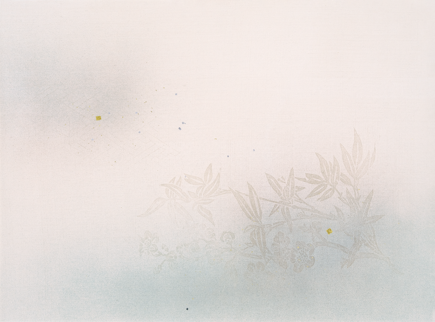 かな書道料紙 : No.157 夾竹桃　切箔入り（白系）