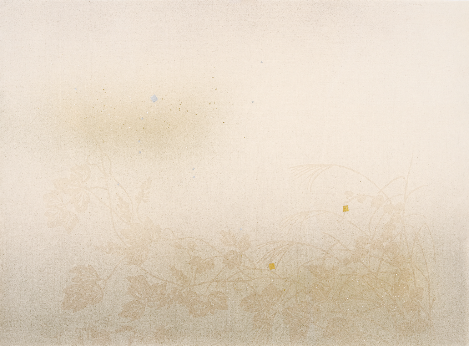 かな書道料紙 : No.160 秋草　切箔入り（ベージュ系）